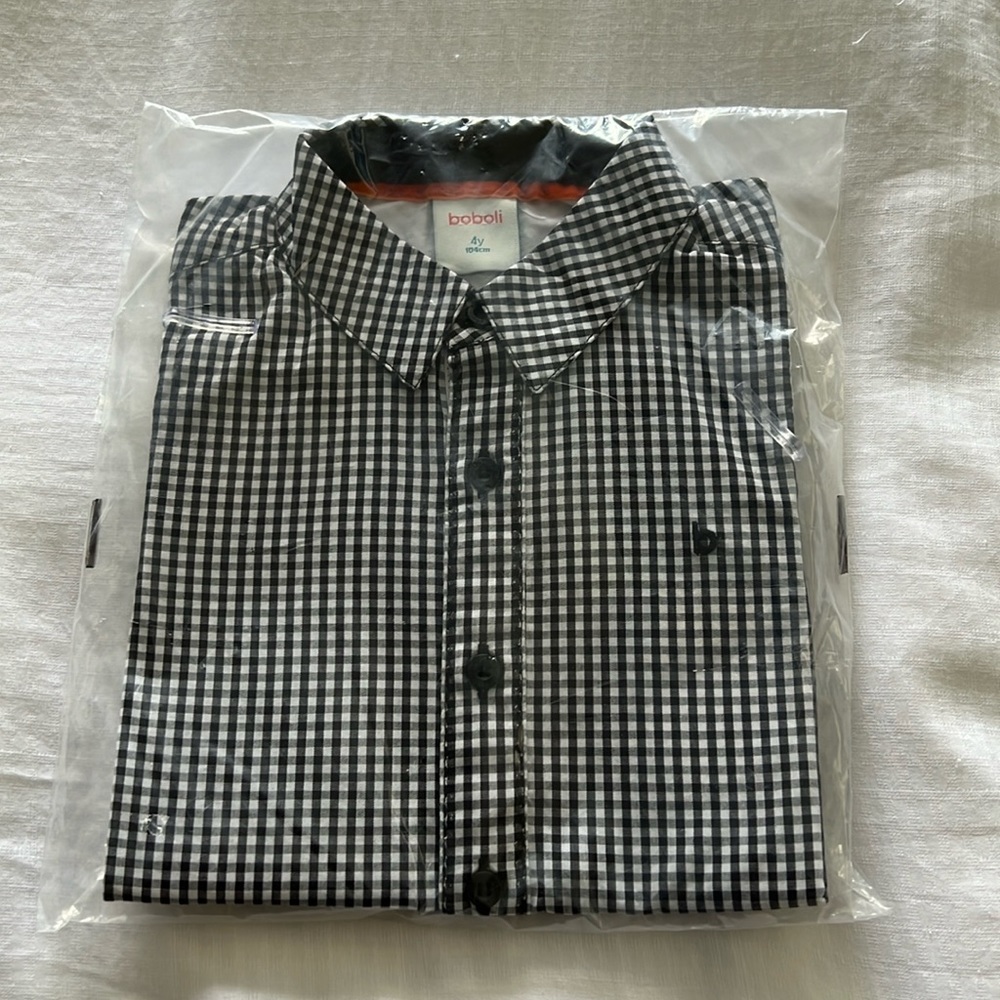 Brand new Boboli checkered shirt. 4T. In original package